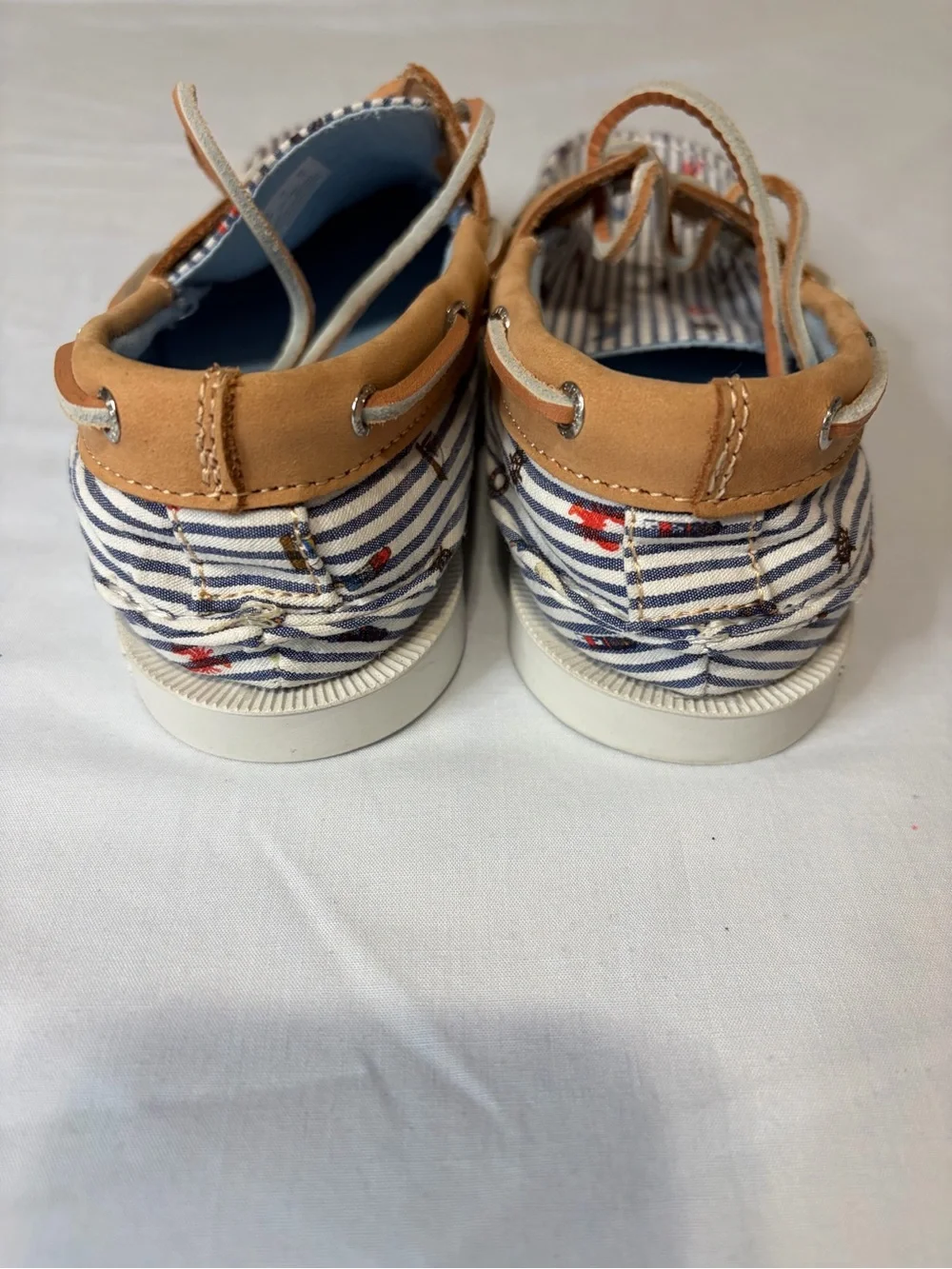 Sperry x Nordstrom  Kids Navy & Tan Striped Moccasin Boat Shoes Nautical 3M